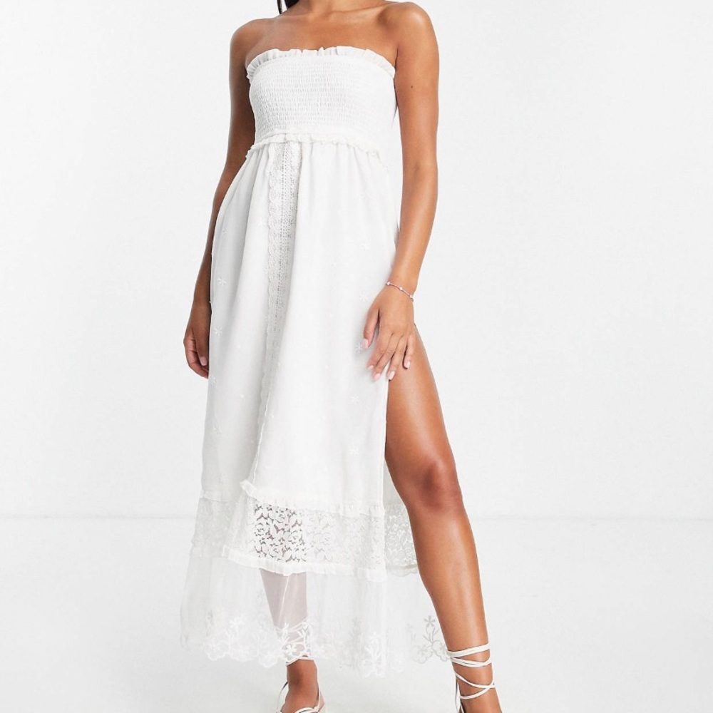 River Island M strapless Dress White Bridal